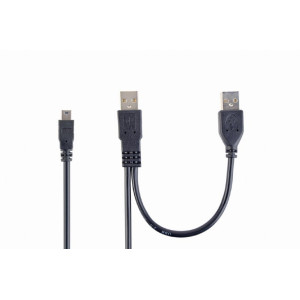 Kabel USB 2.0 USB A zásuvka,USB A vidlice x2 zlacený 0,9m