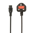 Kabel 3x0,75mm2 BS 1363 (G) vidlice,IEC C5 zásuvka PVC 1,8m