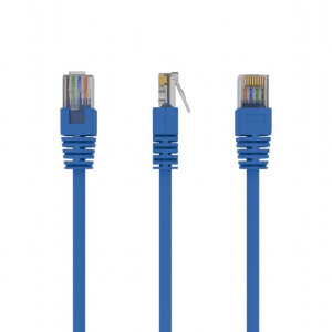 Patch cord U/UTP 5e lanko CCA PVC modrá 0,25m 26AWG Økab: 5mm