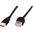 Kabel USB 2.0 USB A zásuvka,USB A vidlice niklovaný 5m černá
