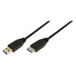 Kabel USB 3.0 USB A zásuvka,USB A vidlice niklovaný 3m černá