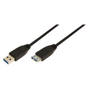 Kabel USB 3.0 USB A zásuvka,USB A vidlice niklovaný 3m černá