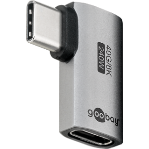 Adaptér USB 4.0 USB C zásuvka,USB C úhlová zástrčka stříbrná