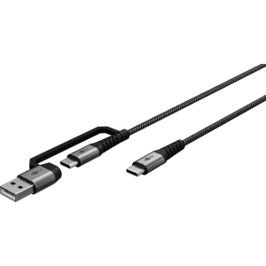 Kabel USB 2.0 USB A vidlice,USB C zástrčka 2x 1m černo-šedá