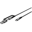 Kabel USB 2.0 USB A vidlice,USB C zástrčka 2x 3m černo-šedá