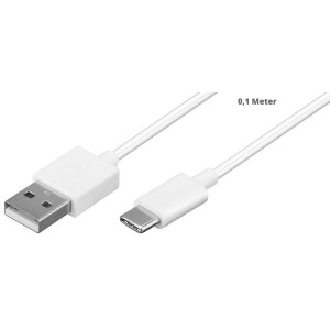 Kabel USB 2.0 USB A vidlice,USB C vidlice 0,1m bílá Žíla: Cu