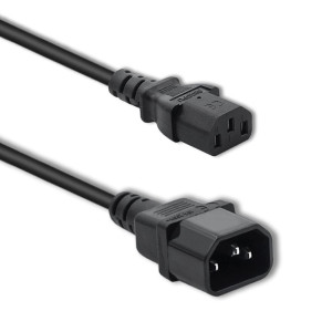 Kabel IEC C13 zásuvka, IEC C14 vidlice 1,8m černá 3x0,75mm2