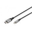 Kabel DisplayPort 1.2,HDCP 2.2 1m černá Mat.těl: hliník