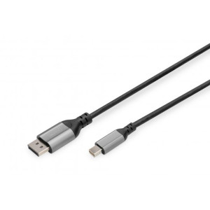 Kabel DisplayPort 1.2,HDCP 2.2 1m černá Mat.těl: hliník