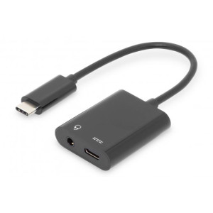 Adaptér Jack 3,5mm zásuvka,USB C zásuvka,USB C vidlice 0,2m