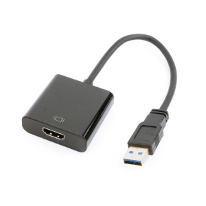 Adaptér USB 3.0 HDMI zásuvka,USB A vidlice 0,15m černá černá