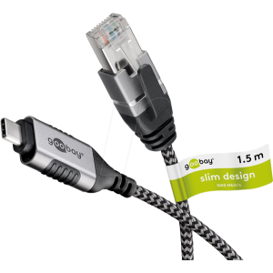 Kabel slim,USB 3.1 RJ45 vidlice,USB C vidlice niklovaný 1,5m