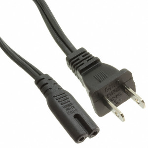 Kabel 2x18AWG IEC C7 zásuvka,NEMA 1-15 (A) vidlice PVC 2m
