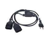 Cable CEE 7/16 (C) plug,CEE 7/16 (C) socket x2 1.2m black