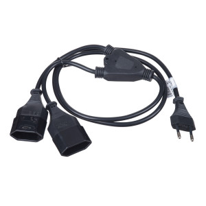 Cable CEE 7/16 (C) plug,CEE 7/16 (C) socket x2 1.2m black