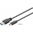 Kabel USB 3.0 USB A vidlice,USB C vidlice 1m černá