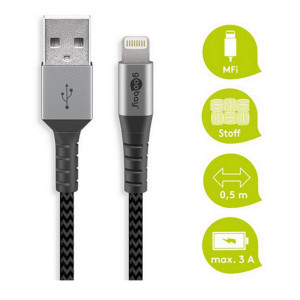 Kabel USB 2.0 vidlice Apple Lightning,USB A vidlice 0,5m