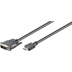 Kabel HDMI 1.4 DVI-D (18+1) vidlice - HDMI vidlice 1m černá
