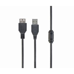 Kabel USB 2.0 USB A zásuvka,USB A vidlice zlacený 1,8m černá