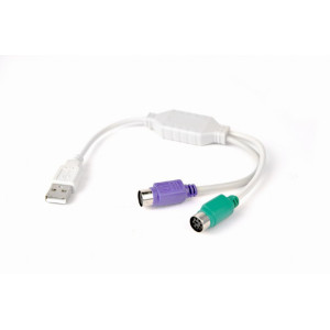 Adaptér USB 2.0 PS/2 zásuvka x2,USB A vidlice 0,3m bílá bilá
