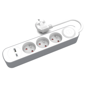 Prodlužovací síťový kabel 3x1mm2 Zásuvky: 5 PVC bílá 3m 13A