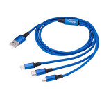 Kabel USB 2.0 niklovaný 1,2m modrá textilní
