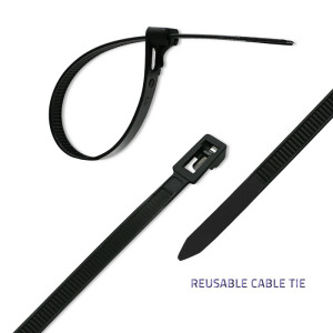 Cable tie multi use L: 200mm W: 4.8mm polyamide black 100pcs.
