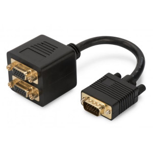 Kabel D-Sub 15pin HD vidlice, D-Sub 15pin HD zásuvka x2 černá