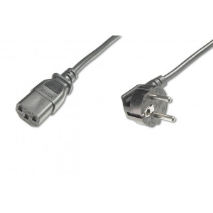 Kabel CEE 7/7 (E/F) úhlová vidlice,IEC C13 zásuvka 5m černá