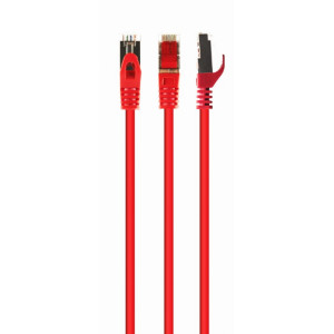 Patch cord S/FTP 6a drát Cu LSZH červená 0,5m 27AWG