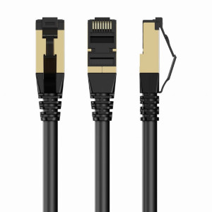 Patch cord S/FTP Cat 8 lanko Cu LSZH černá 0,25m 27AWG