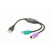 Adaptér USB 2.0 PS/2 zásuvka x2,USB A vidlice 0,3m černá