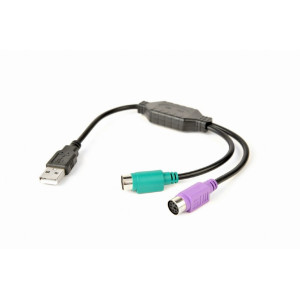 Adaptér USB 2.0 PS/2 zásuvka x2,USB A vidlice 0,3m černá