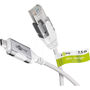Kabel slim,USB 3.1 RJ45 vidlice,USB C vidlice niklovaný 7,5m
