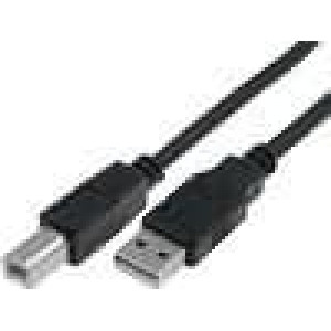 Kabel USB 2.0 USB A vidlice - USB B vidlice niklovaný 3m černá