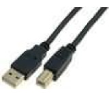 Kabel USB 2.0 USB A vidlice - USB B vidlice zlacený 1,8m černá