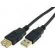 Kabel USB 2.0 USB A zásuvka,USB A vidlice zlacený 1,8m černá