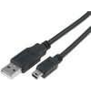 Kabel USB 2.0 USB A vidlice,USB B mini vidlice niklovaný 5m