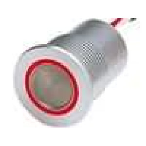Přepínač odolný vandalům bez aretace SPST-NO IP67 OFF-(ON) červená /   24V LED 30mm