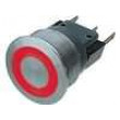Přepínač odolný vandalům bez aretace červené podsvícení 24V SPDT 3A/250VAC IP40 22mm
