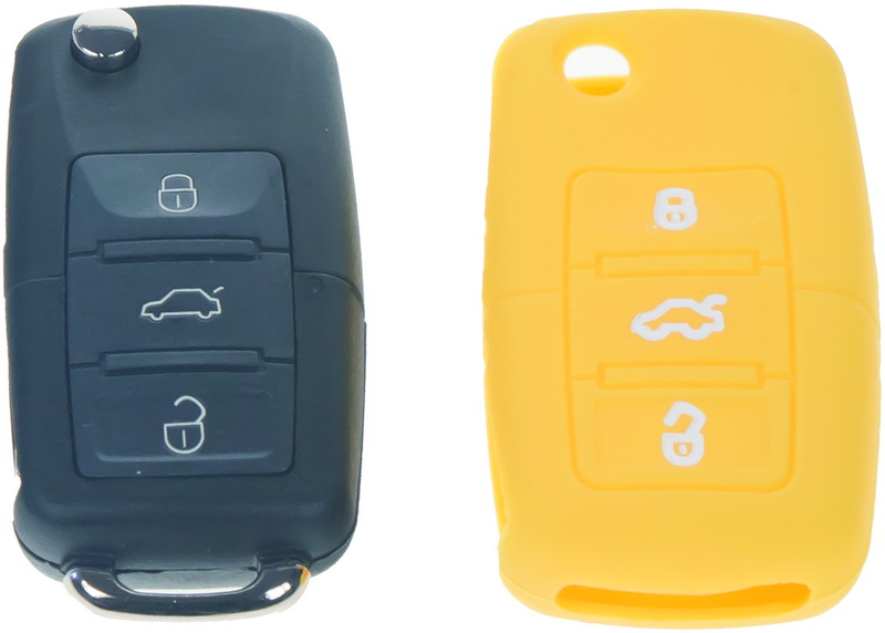 Silikonový obal pro klíč Škoda, VW, Seat 3-tlačítkový, žlutý