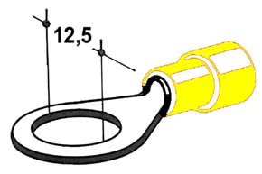 kabelové oko 12,5mm drát 4-6mm izolované žluté