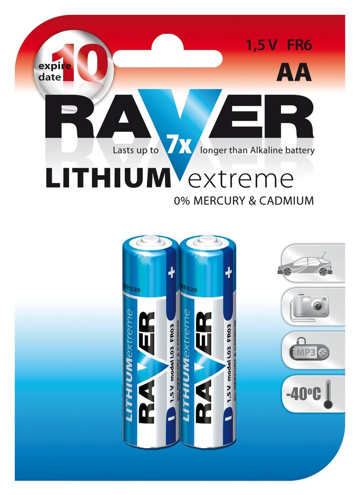 RAVER Lithiová baterie AA (FR6)