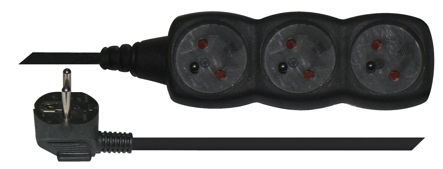 EMOS PC0313 Prodlužovací kabel – 3 zásuvky, 3m, černý
