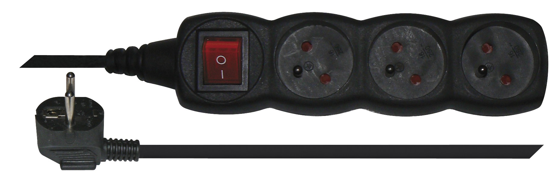 EMOS PC1311 Prodlužovací kabel s vypínačem – 3 zásuvky, 1,5m, černý