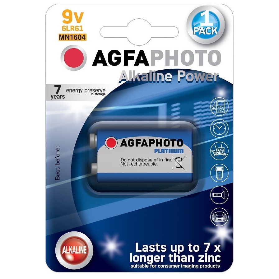 SOLIGHT AP-6LR61-1B AgfaPhoto Power alkalická baterie 9V, blistr 1ks
