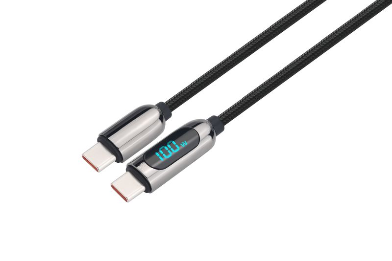 SOLIGHT SSC1801 USB-C kabel s displejem, USB-C konektor - USB-C konektor, 100W, 1m