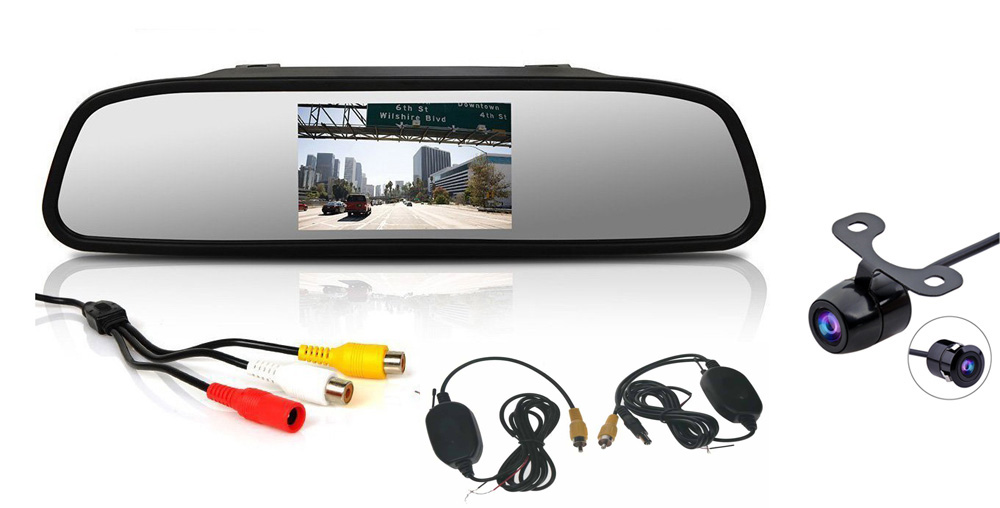 Bezdrátová parkovací kamera s LCD 4,3&quot; monitorem na zrcátko
