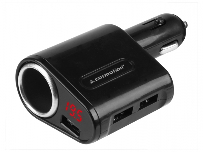 CARMOTION CL nabíječka s voltmetrem 3x USB a zásuvkou EURO