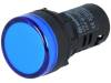 AUSPICIOUS Kontrolka 22mm Podsv: LED 230V AC vypouklá IP65 barva modrá